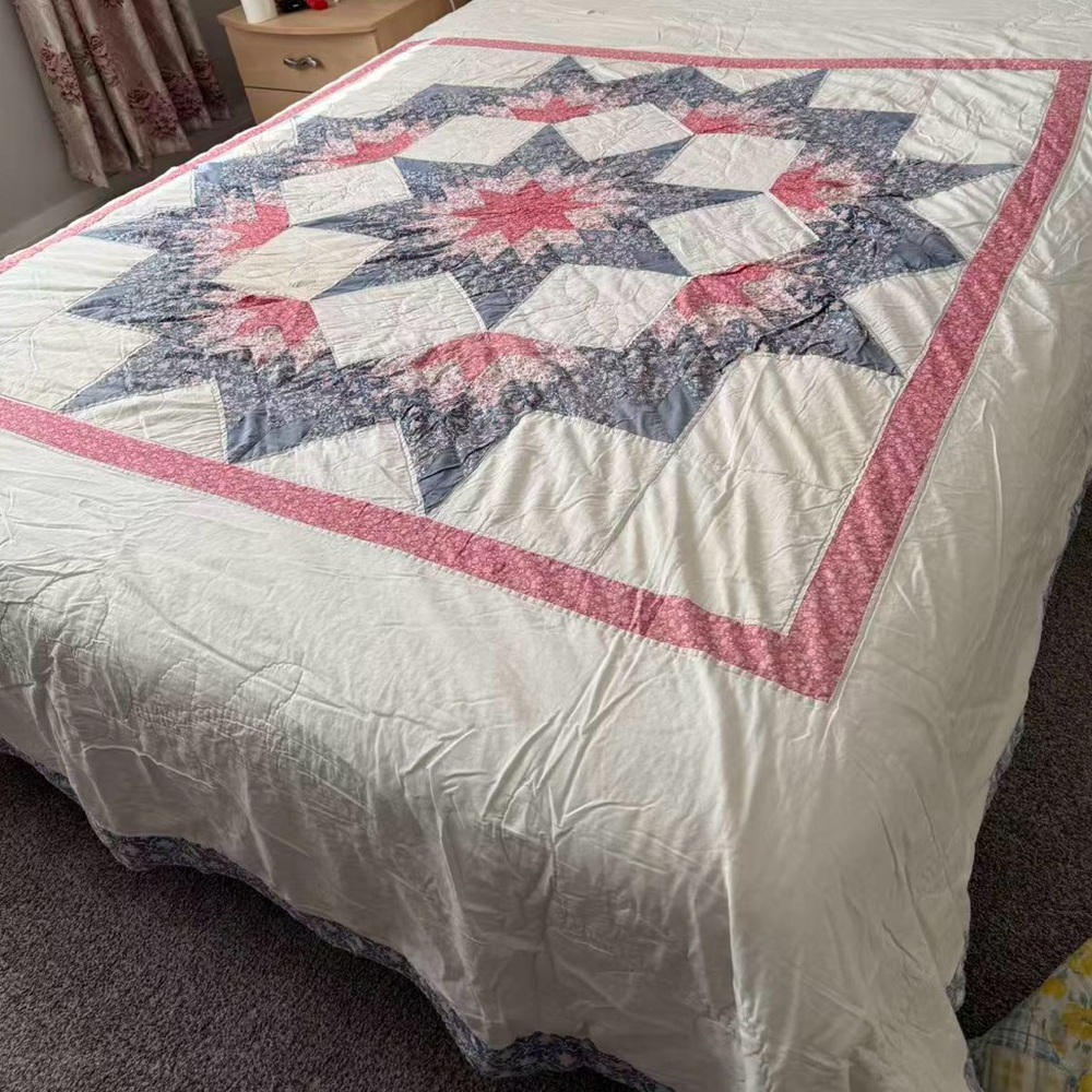 Vintage Handmade Patchwork Quilt – Hand Stitched – 80*96